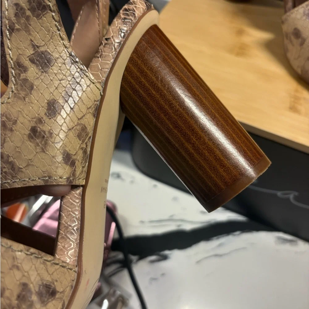 Cole Haan Snake-Print Tan & Brown Platform Heels